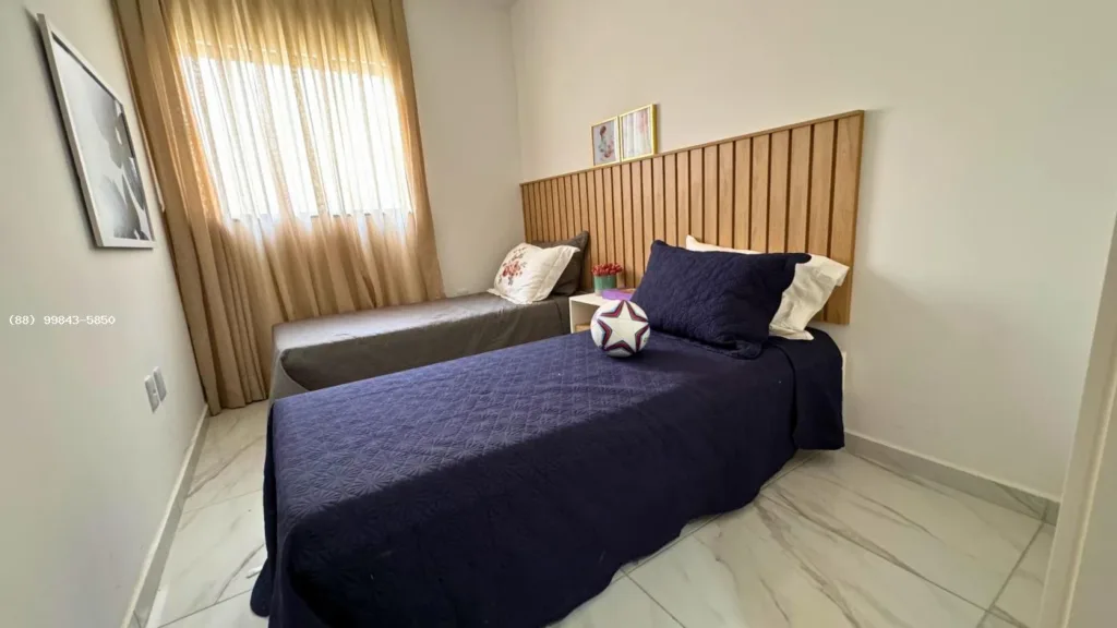 Quarto com duas camas da casa modelo do Bender Ville Pedrinhas; móveis não incluídos