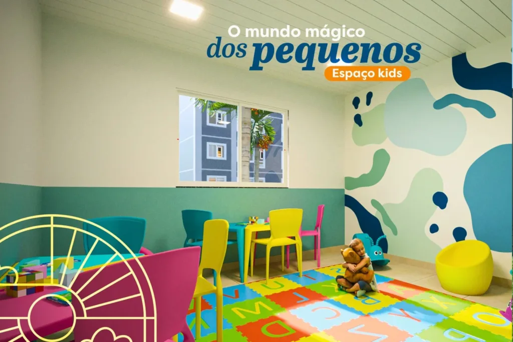Perspectiva ilustrativa do espaço kids previsto no projeto Gran Village Juazeiro