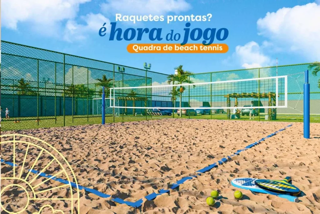 Perspectiva ilustrativa da quadra de beach tennis prevista no Gran Village Juazeiro