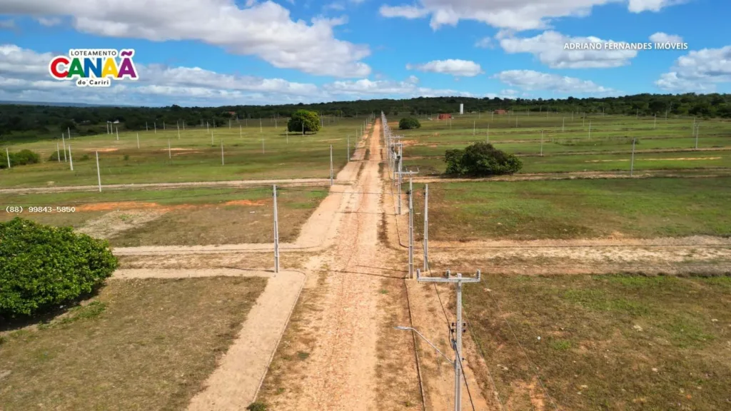 Quadras e acessos vistos do alto no Loteamento Canaã I