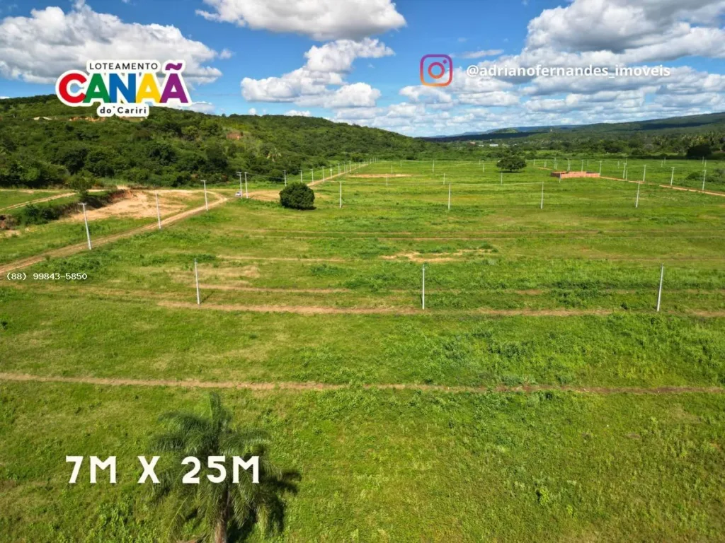Quadras, vias de terra e vegetação no Loteamento Canaã II