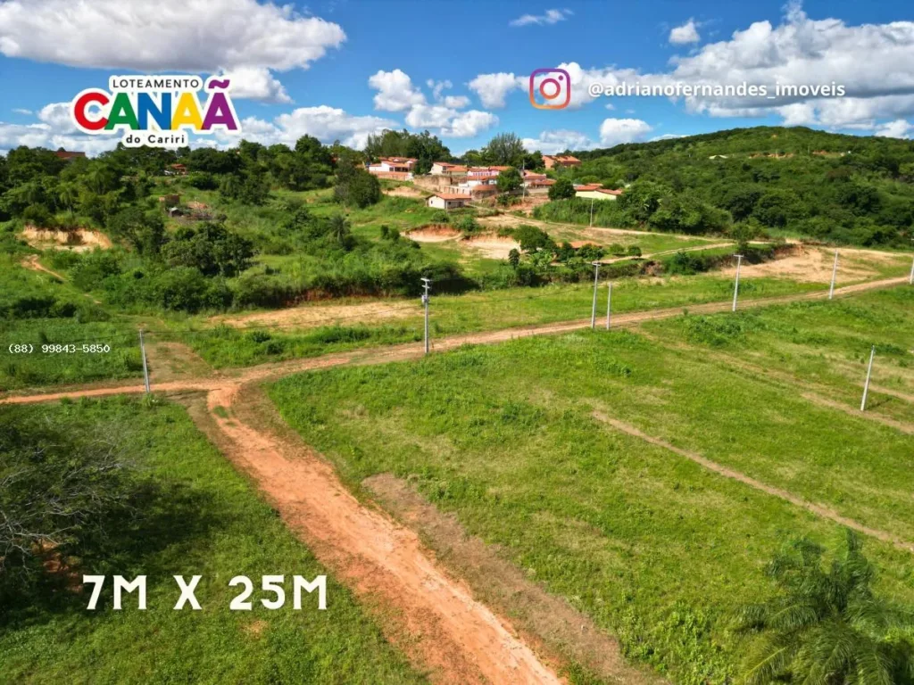 Vias de terra, postes e construções no entorno do Loteamento Canaã II