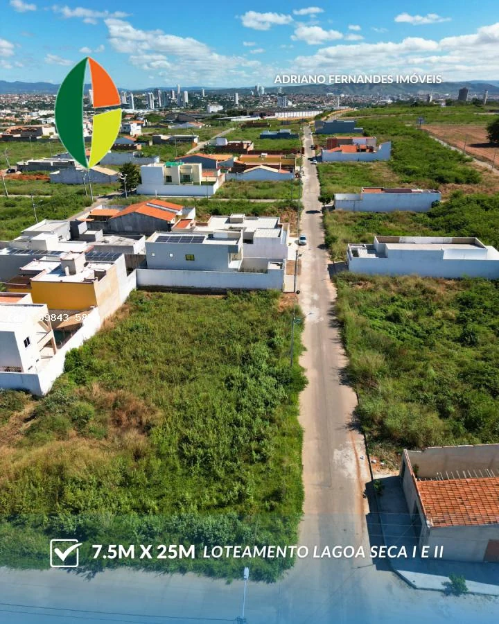 Quadras de terrenos e residências no entorno do Loteamento Lagoa Seca I e II