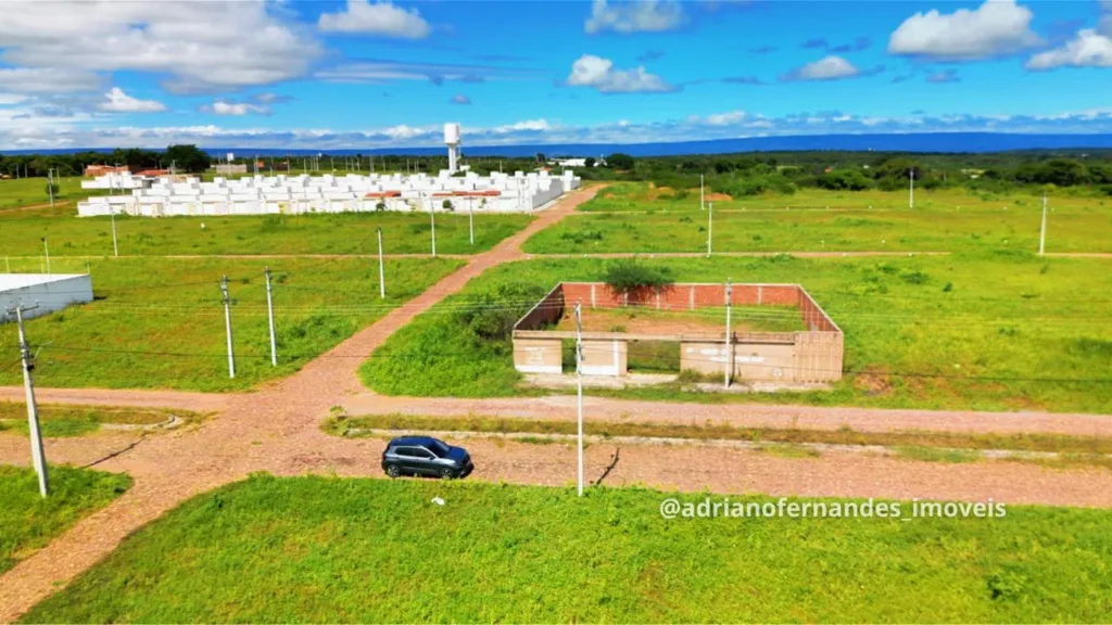Vista aérea do cruzamento e das quadras do Sombra do Juá; construções não integram a oferta do lote