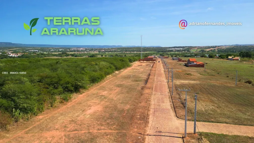 Panorama dos terrenos e da via central do Terras Araruna, em Barbalha